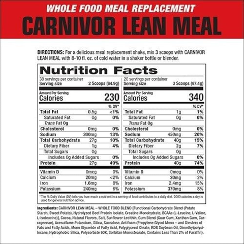 Musclemeds Carnivor Beef protein isolate Lean Meal Protein gainer (Öğün protein tozu) 1950 Gram