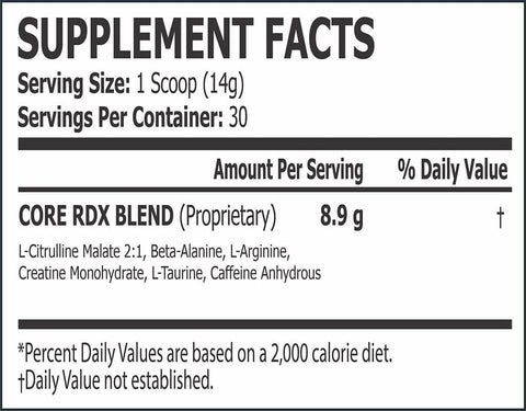 CORE CHAMPS RDX PREWORKOUT (ABD VERSİYON FDA ONAYLI)
