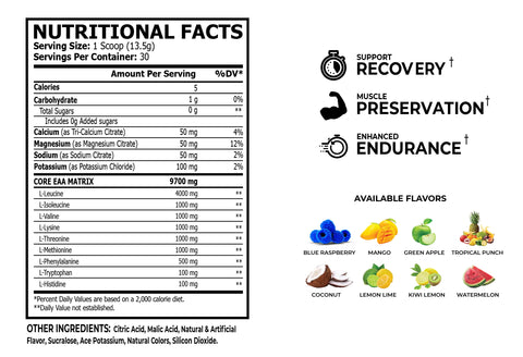 CORE CHAMPS EAA + CALCİUM+MAGNESİUM (ESSENTIAL AMINO ACIDS) 30 SERVİS (ABD MENŞEİ)