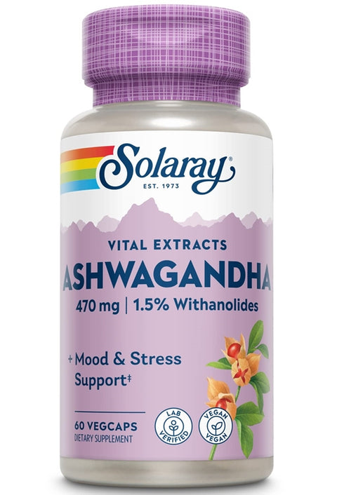 Solaray Ashwagandha 470 mg 60 Vegetarian Capsules
