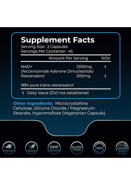 Wellnees Labs NAD + Resveratrol 1500 mg 90 Kapsül