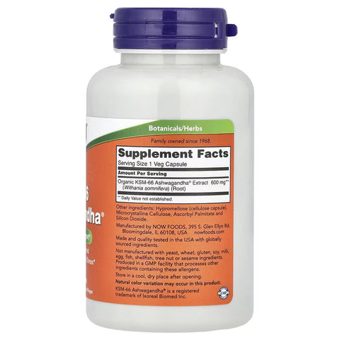NOW Foods KSM66 Ashwagandha 600 mg 90 Veggie Caps