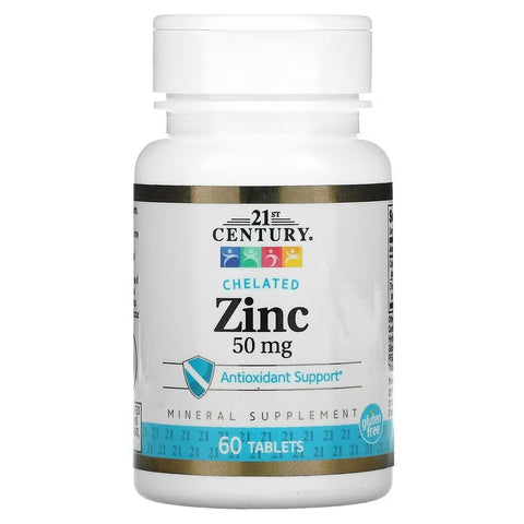 21st Century Chelated Zinc 50 mg 60 Tablets