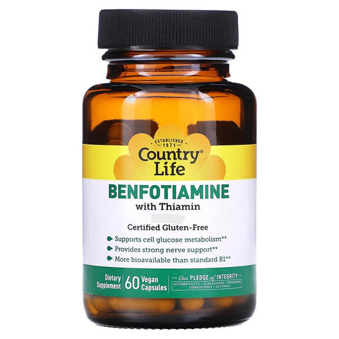 Country Life Benfotiamine With Thiamin, 150 mg, 60 Vegan Capsules