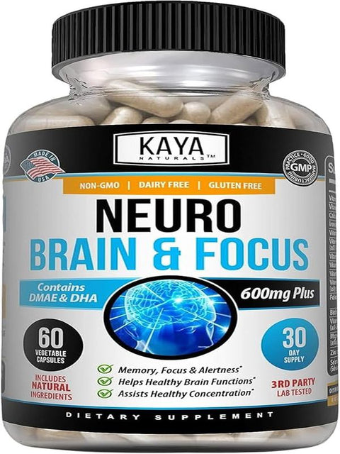 Kaya Naturals Neuro Optimizer Focus - Nootropic Energy Capsule (Dmae+Folate+molybdenum+İron+Biotin)