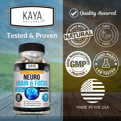 Kaya Naturals Neuro Optimizer Focus - Nootropic Energy Capsule (Dmae+Folate+molybdenum+İron+Biotin)