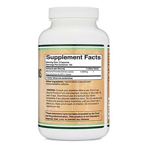 DOUBLE WOOD Dopa Mucuna Pruriens 1000 Mg 210 Caps
