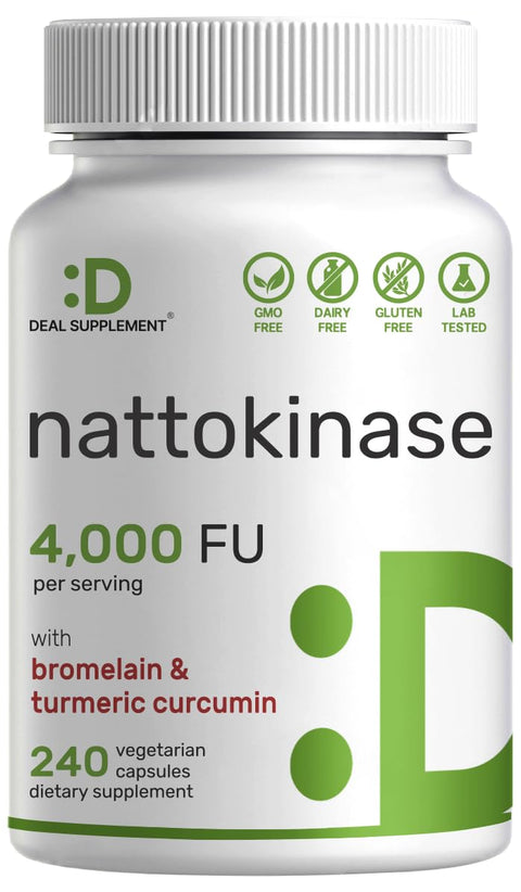 Deal Supplement Nattokinase Bromelain 4,000 FU Per Serving, 240 Veggie Capsules