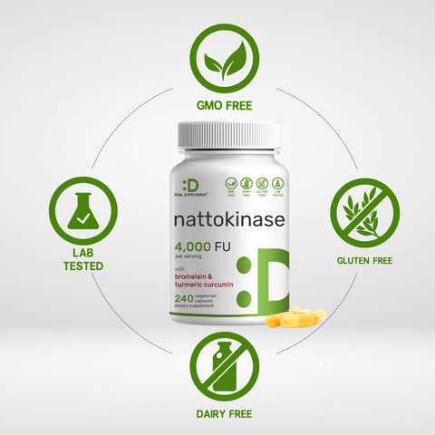 Deal Supplement Nattokinase Bromelain 4,000 FU Per Serving, 240 Veggie Capsules