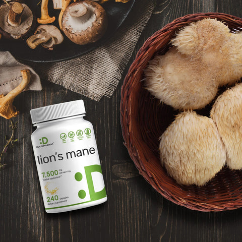 Deal Supplement  Lions Mane Mushroom Supplement, 7500mg Per Serving 240 Capsules