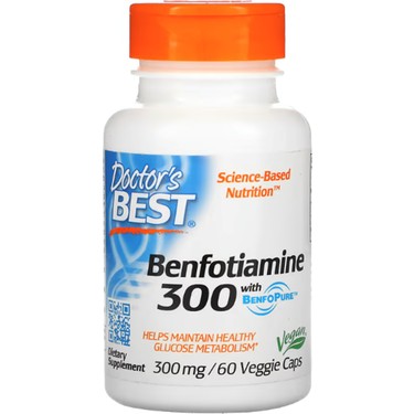 Doctor's Best Benfotiamine With Benfopure, 300 mg, 60 Veggie Caps