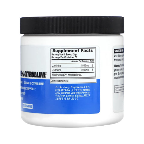 EVLution Nutrition L-Arginine l-Citrulline Unflavored