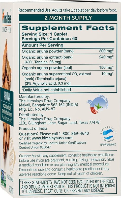 Himalaya Organic Arjuna 60 Caplets - KALP SAĞLIĞI DESTEĞİ