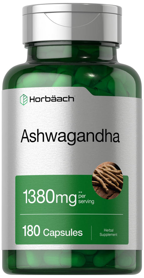 Horbaach Ashwagandha Root Extract Supplement 1380mg 180 Capsules