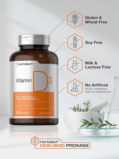 Horbäach Vitamin D3 10000 Iu | 500 Softgels