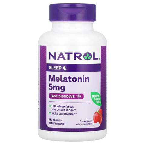 Natrol Melatonin Fast Dissolve Extra Strength 5 mg 150 Tablets Çilek Aromalı