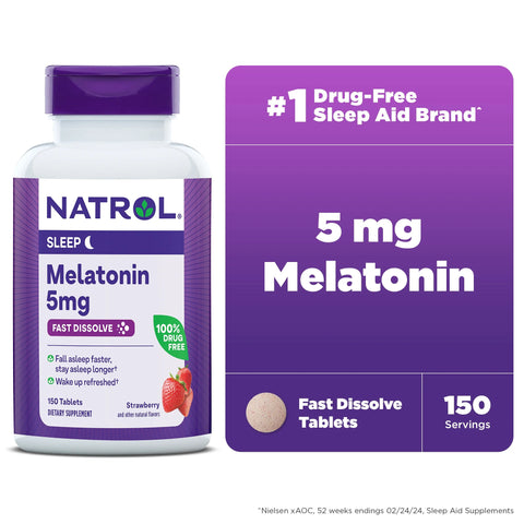 Natrol Melatonin Fast Dissolve Extra Strength 5 mg 150 Tablets Çilek Aromalı