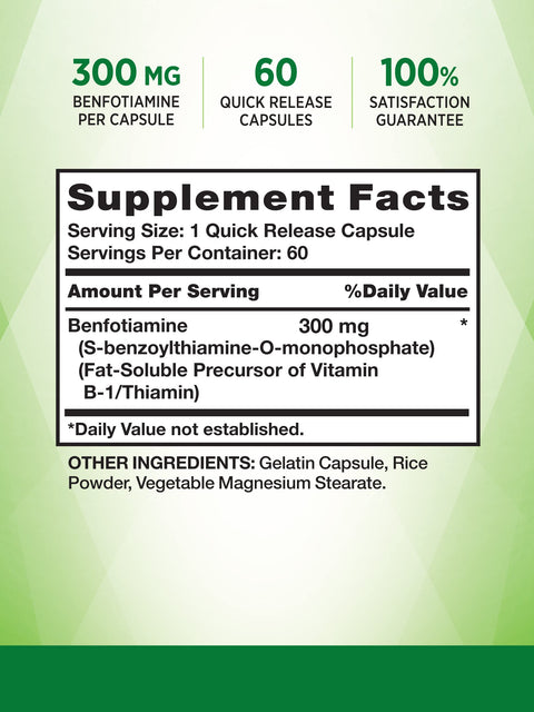 Nature's Truth Benfotiamine 300 mg 60 Kapsul Vitamin B1 Precursor Enhanced Absorption