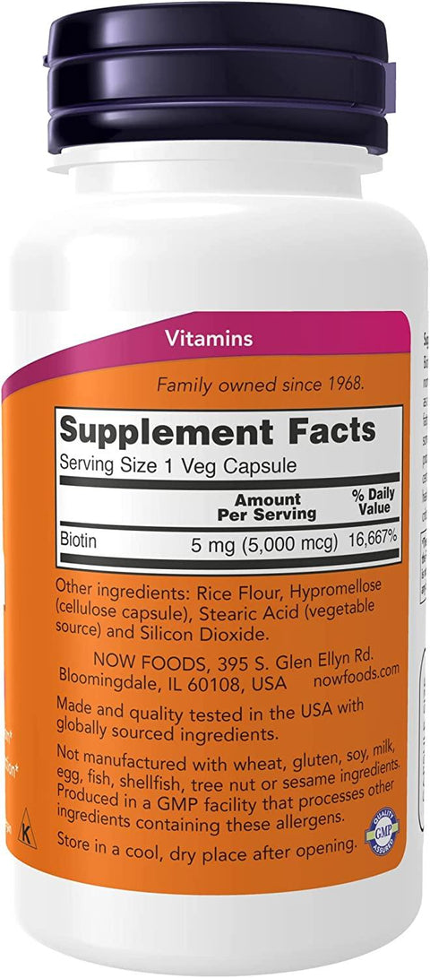 NOW Foods Biotin 5,000 mcg 60 Veg