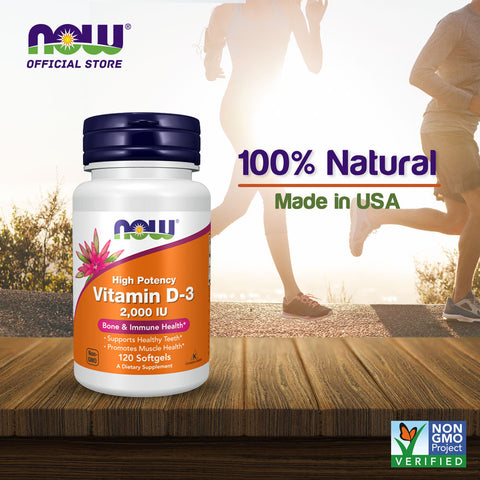 NOW Foods Vitamin D3 High Potency 2000 IU 120 Softgels