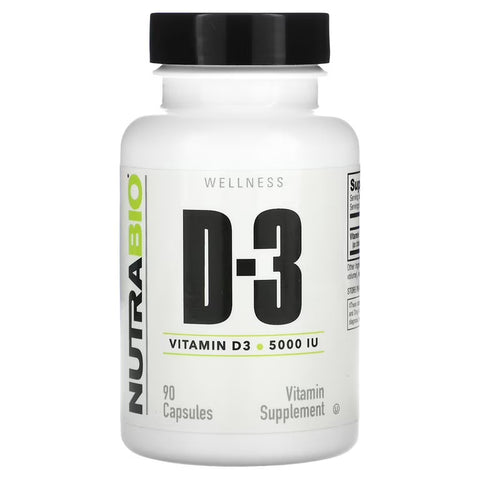 NutraBio Vitamin D3 125 mcg 5,000 IU, 90 Capsules