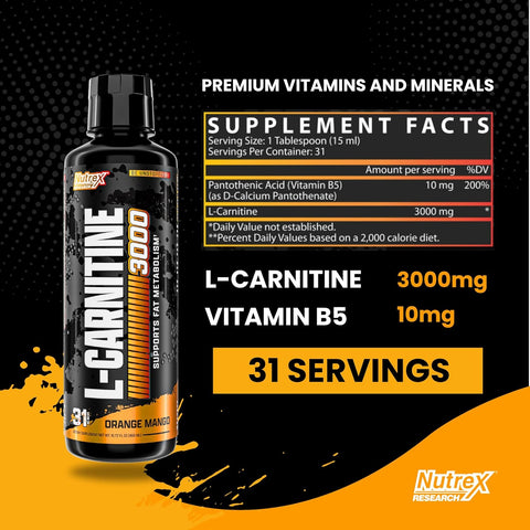 Nutrex Research Liquid Carnitine Karnitin Termojenik Fat Burner 3000