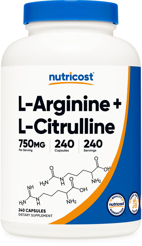 Nutricost L-Arginine (Arjinin) L-Citrulline (Sitrulin) Complex 750mg 240