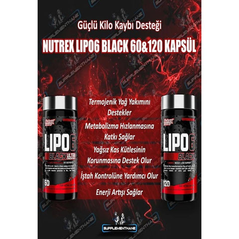 Nutrex Lipo 6 Black Ultra Yağ yakıcı Fat burner 60 Cap + Lipo 6 120