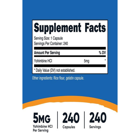 Nutricost Yohimbine 5 mg 240 Capsules