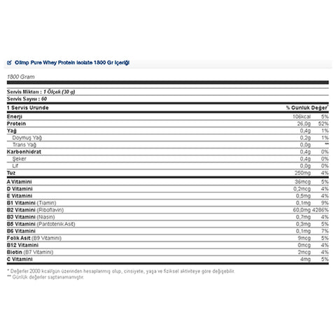 Olimp Pure Whey Protein Isolate 1800 Gr