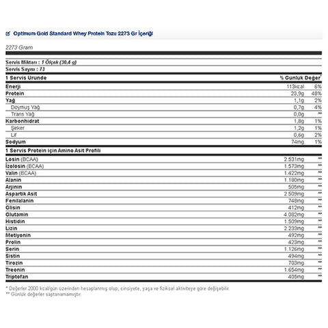 Optimum Gold Standard Whey Protein Tozu 2273 Gr