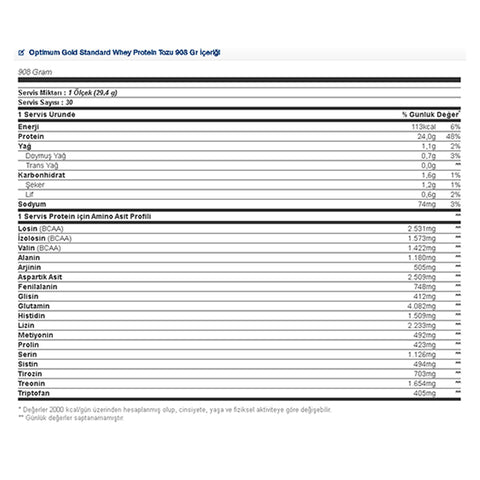 Optimum Gold Standard Whey Protein Tozu 908 Gr