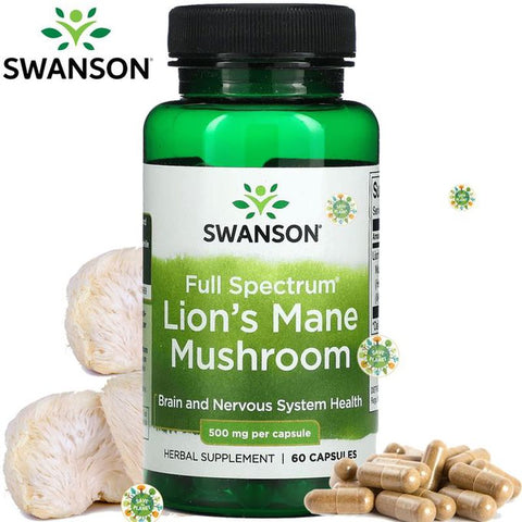 Swanson Full Spectrum Lion’s Mane Mushroom Aslan yelesi mantarı 500MG 60 Capsul