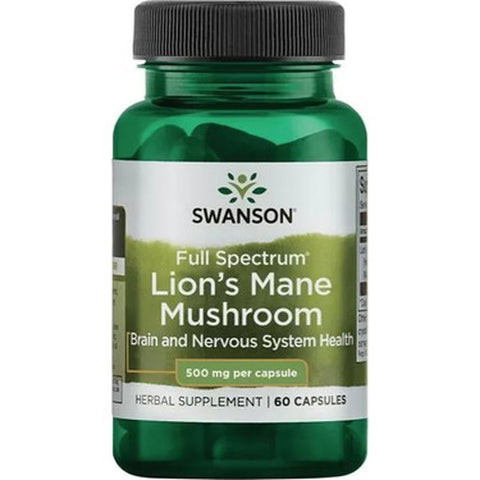 Swanson Full Spectrum Lion’s Mane Mushroom Aslan yelesi mantarı 500MG 60 Capsul