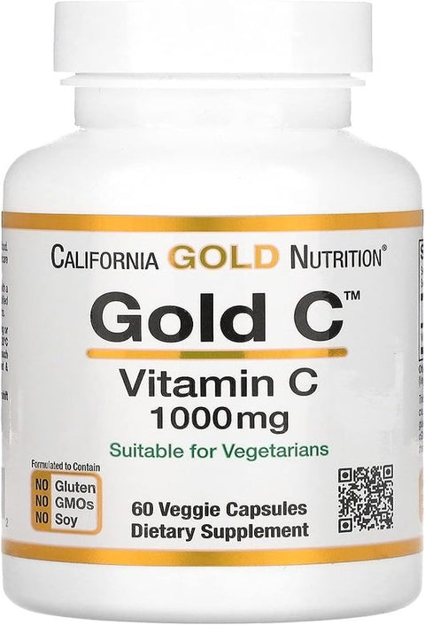 California Gold Nutrition Gold C USP Grade Vitamin C 1,000 mg 60 V