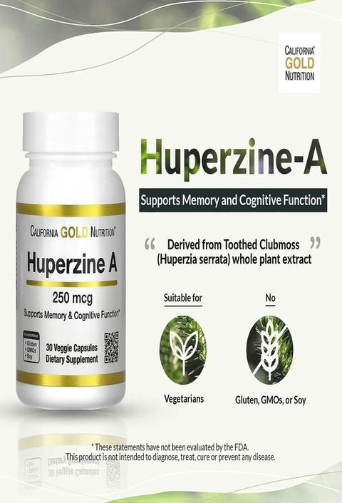 California Gold Nutrition Huperzine A 250 mcg 30 Veggie Capsules