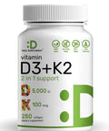 Deal Supplement Vitamin D3 K2 5000IU Softgel 250 Count