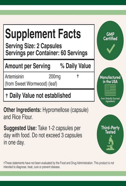 DOUBLE WOOD Artemisinin - 120 x 100 mg Kapsül