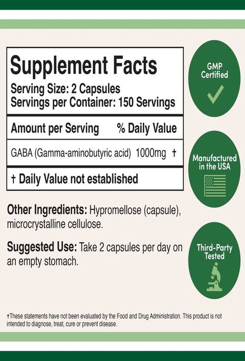 Double Wood Gaba 1000 mg 300 Capsul. USA Version