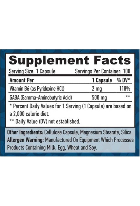 HAYA LABS GABA - B6 500 mg 100 Vcaps