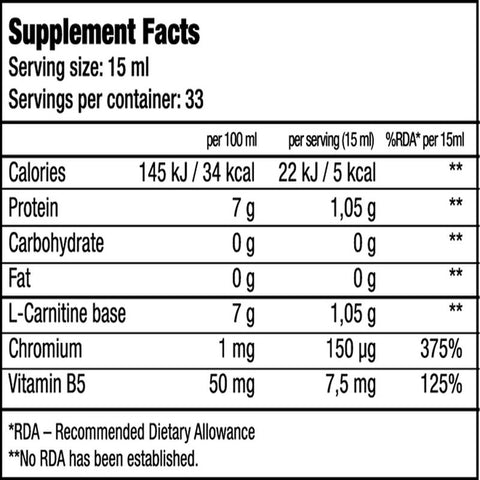 Biotech USA L-Carnitine(Karnitin) + Chrome - 500 ml - 33 Servis