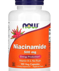 NOW Foods Niacinamide Sivilce Cilt temizliği 500 mg 100 Veg Capsules