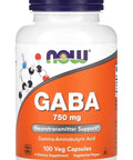 NOW Foods GABA 750 mg 100 Veg Capsul