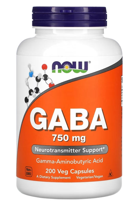 NOW Foods GABA 750 mg 200 Vegetarian Capsul