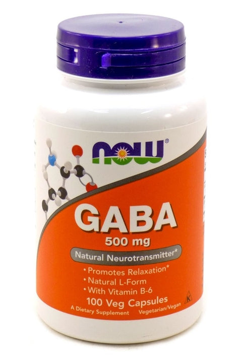 NOW Foods GABA with Vitamin B-6 500 mg 100 Vegetarian Capsules