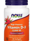 NOW Foods Vitamin D3 50 mcg 2000 IU 30 Softgels