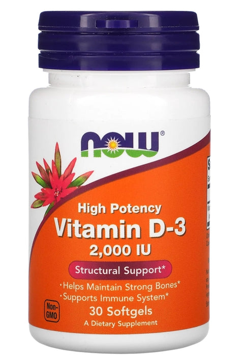 NOW Foods Vitamin D3 50 mcg 2000 IU 30 Softgels