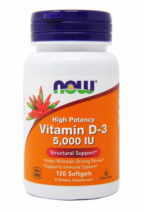 NOW Foods Vitamin D3 High Potency 5000 IU 120 Softgels