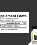 NutraBio NAC N-Acetyl Cysteine 600 mg 90 Veggie Capsules