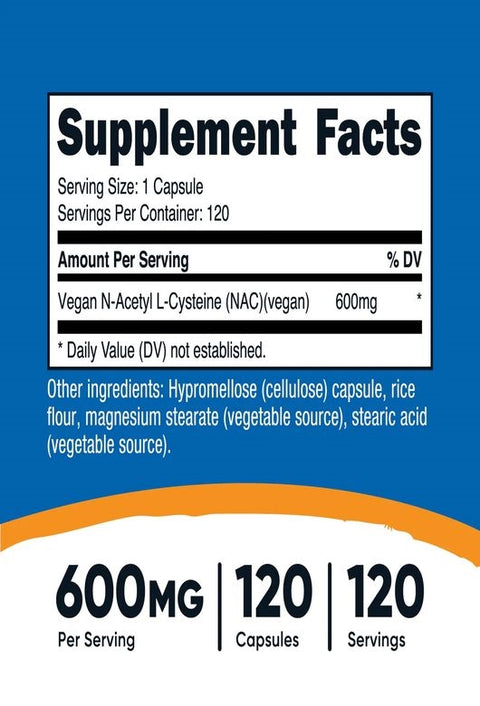 Nutricost N-Acetyl Cysteine NAC 600 MG 120 Capsul